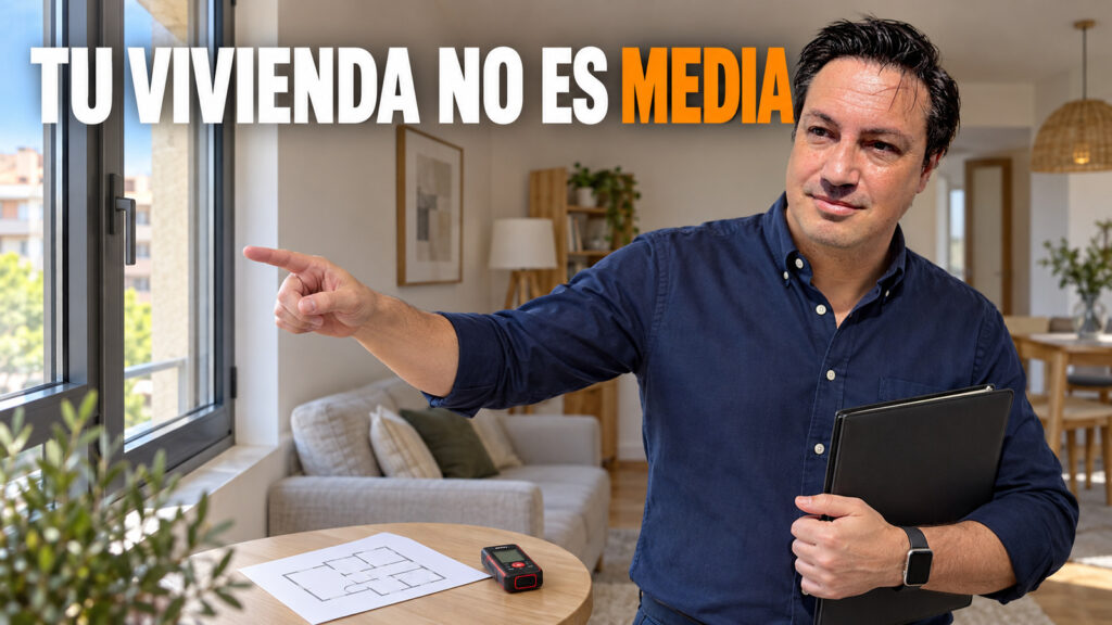 Arquitecto técnico realizando una tasación inmobiliaria en una vivienda